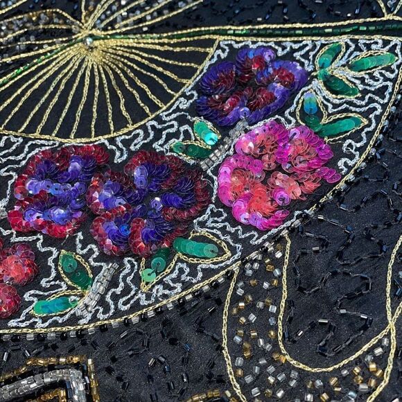 Laurence Kazar vintage beaded glam silk special occasion party top L - Picture 10 of 14